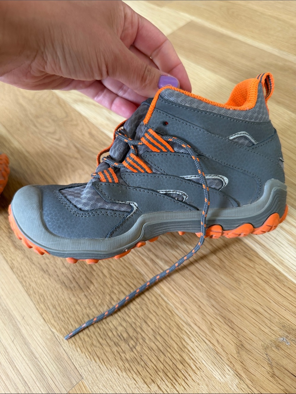 Merrell Kids Gray and Orange Trail Sneakers Hiking Shoes - Picture 9 of 12